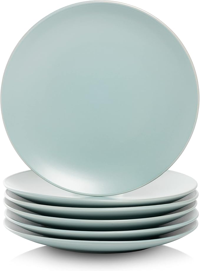 10 Strawberry Street Wazee Matte 8.25" Coupe Salad Plate, Set of 6, Mineral Blue