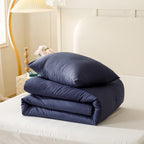 ROSGONIA Comforter Full Size for Boys Teen Girls Navy Blue, 3pcs (1 Blue Comforter & 2 Pillowcases), Lightweight Dorm Bedding Soft All Season Bed Set