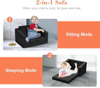 Extra Wide 2 Seater Kids Couch, 2-in-1 Toddler Chairs for Boys & Girls, Kids Sofa with Storage, Comfortable Mini Couch for Kids, Fun Kids Lounge Chair, Toddler Furniture,Children's Gifts(Black)