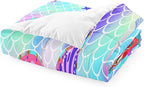 Mermaid Tail Comforter Set Queen Size, 3Pcs Rainbow Mermaid Fish Scales Bedding Set, Microfiber Kids Bedding Glitter Mermaid Tail Pattern Decor for Girls Bedroom1 Comforter 2 Pillowcase