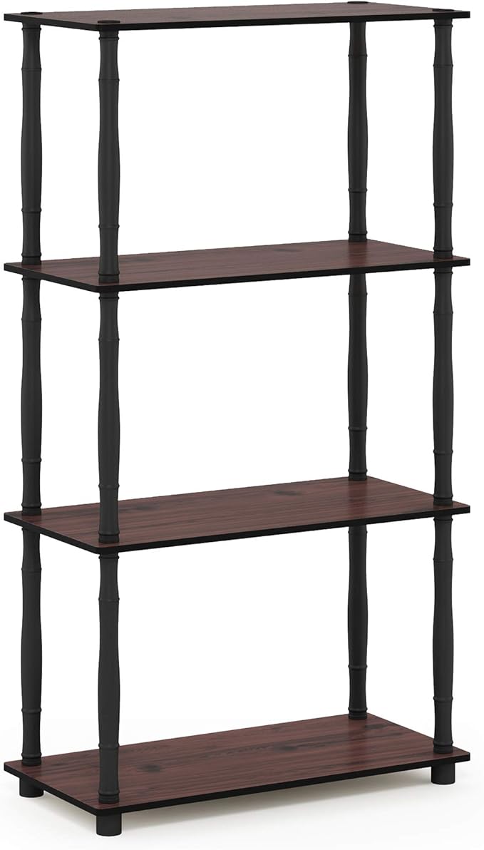 Furinno Turn-N-Tube 4-Tier Multipurpose Shelf Display Rack, Classic Tubes, Dark Cherry/Black