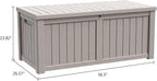 Modern-Depo 120 Gallon PP Deck Box Waterproof Outdoor Storage Box with Lockable Lid, Bench Organization Container for Patio Furniture Cushions, Garden Tools, Pool Supplies, Gray