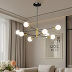 Modern Sputnik Chandelier, Ceiling Light Fixture Flush Mount 8-Light Black and Gold Chandeliers for Living Room Bedroom Dining Room Kitchen, Mid Century Chandeliers, E26 Base,(Bulbs Not Included)