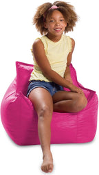 Posh Creations Bean Bag Chair Structured Comfy Seat Use for Gaming, Reading and Watching TV, Newport, Pink