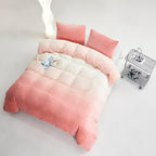Wellboo Pink White Gradient Comforter Sets Full White and Pink Fluffy Bedding Comforters Modern Bean Pink Gradient Flannel Quilts Farmhouse Abstract Art Watercolor Comforters Sherpa Fuzzy Plush Bed