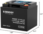 RENOGY 12V 50Ah Core Series Deep Cycle Lithium Iron Phosphate, 5000 Deep Cycles, FCC Certificates, BMS Upgrade, Backup Power for Trolling motor, Cabin,Marine, Off-Grid Home Energy Storage