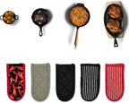 Evoio Cast Iron Skillet Pot Pan Hot Handle Holder Covers (4-Pack Black) | Pot Handle Covers Heat Resistant Pot Skillet Hot Handle Sleeves Mitt Cover for Kitchen, BBQ and Baking Cookware
