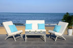 Safavieh PAT7044B Collection Chaston Wash and White and Light Blue 4 Pc Living Accent Pillows Outdoor Set, Grey/Beige Soild