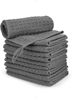 watchget Microfiber Cleaning Cloth,Barista Micro Towels 10 Pack Dark Grey | Professional 12"x12" Lint-free Rags;Waffle Weave;Highly Absorbent Cleaning Towels for Espresso Steam Wands&Coffee Counters