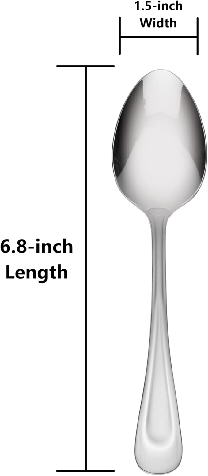 Oneida Satin Sand Dune Dinner Spoons Silverware Set for 4, Flatware | 18/0 stainless steel, satin finish | 6.8 inch length | great for soup or tablespoon use, cutlery set, utensil set