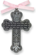 Cathedral Art CM7 Baby Girl Cross Crib Medal, 3-Inch High, Metal