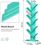 10 Tier Tree Book Shelf, Floor Standing Wood Bookshelf for Narrow Space, Storage Organizer Bookshelves for Books/CDs/Magazine, Bookcase with Shelves for Home Office, Living Room - Green