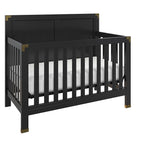 Baby Relax Miles 5-in-1 Convertible Crib, Solid Pine Wood, Black