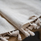 Sutuo Home Boho Curtain 63 Inches Long for Bedroom, Natural Linen Look Textured Burlap Rod Pocket Chic Semi Blackout Bohemian Handmade Tassels Window Treatment for Living Room, 1 Panel 59" W x 63" L