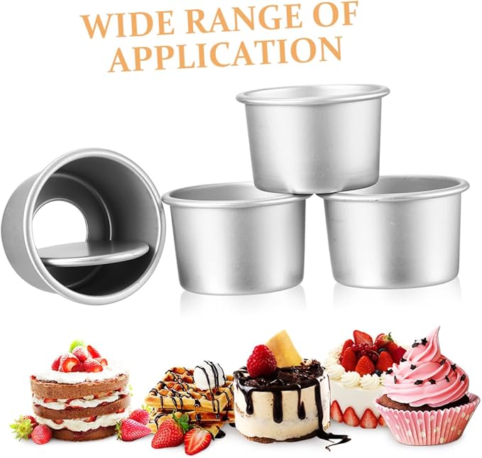 Ciieeo 6-Piece Removable Bottom Round Cake Pans Set 2-Inch Aluminum Alloy Baking Tins for Mini Cakes Nonstick Easy Clean Suitable for Home Baking