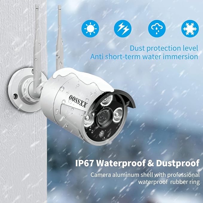 (Dual Antennas for Wi-Fi Enhanced) AI Human Detected 2K 3.0MP Wireless Security Camera System, Video Surveillance NVR Kits