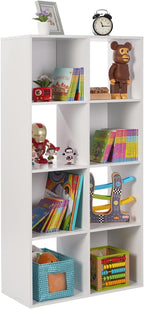 PACHIRA E-Commerce US Storage Cabinet 8-Cube, White Bookcase with Wooden Frame, Open Closet Standing Nursery Book Shelving Organizer Fits 11 Inch Storage Bin
