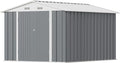 Greesum 8×10FT Outdoor Storage Shed, Metal Patio Storaged Sheds with Lockable Doors, Sheds & Outdoor Storage for Bike, Backyard, Pool and Garden, Gray