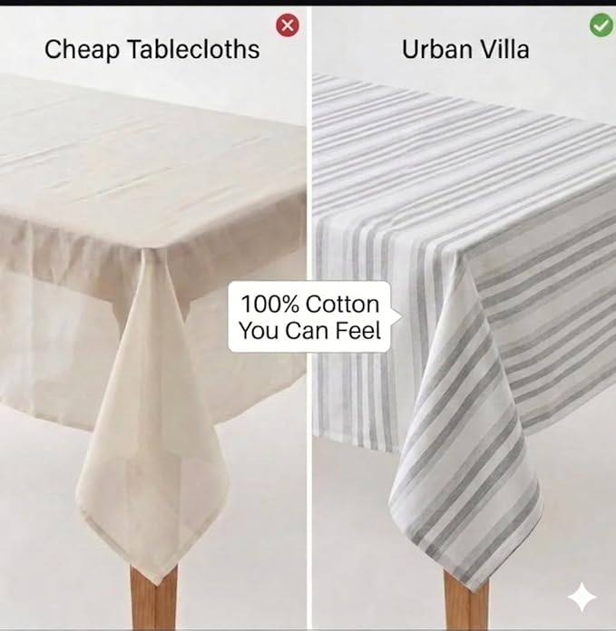 Urban Villa Tablecloth Cotton Tabletop 60x102 (8-10 Seats) CurtisStripes