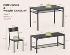 Gizoon 4-Piece Dining Table Set for 4, Kitchen Table with Bench Black | Space-saving black 4-piece dinette set with metal storage rack. Includes 2 ergonomic chairs and 1 bench. Easy to clean.