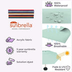 Midtown Umbrellas The Swilt 8 Feet Patio Umbrella in Sunbrella Canvas Glacier Acrylic Fabric - Fiberglass Ribs, Auto-Tilt Aluminum Frame For Backyard, Deck, Garden, Pool - White Pole
