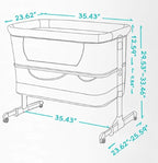 Bedside Sleeper Bedside Crib, Baby Bassinet 3 in 1 Travel Baby Crib Baby Bed with Breathable Net,Adjustable Portable Bed for Infant/Baby(Deep Grey)