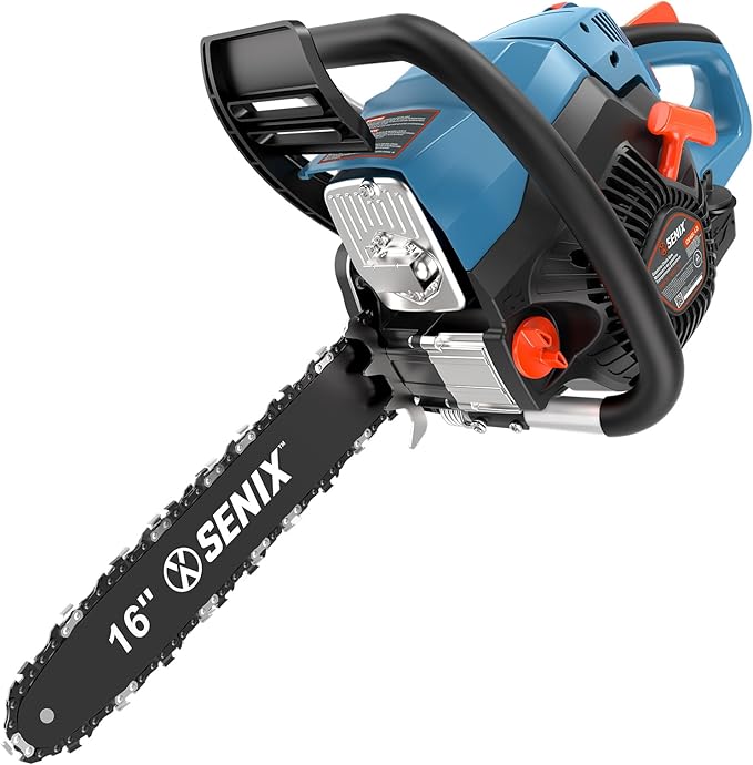 SENIX 16" Gas Chainsaw 46cc 4-Stroke Gas Powered Chainsaws, Cordless Chain Saw with Loop Handle for Wood Cutting and Tree Trimming, Low Emissions & Easy Maintenance, CS4QL-L3