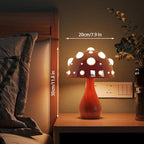 Table Lamp Push-Button Control 3 Colors Dimmable Mushroom Light LED Bedside Lamp Bedroom Decoration for Gifts(Wood), AK3L121