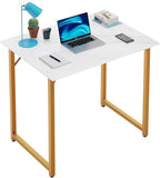 PayLessHere | 32 Inch Computer Desk | White Gold | Office Desk with Metal Frame, Adjustable Feet | Water-Resistant, Scratchproof Surface | Sturdy Writing Table for Home Office or Study | Pack of 1