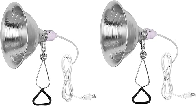 Simple Deluxe Clamp Lamp Light 150 Watt with 8.5 Inch Aluminum Reflector (no Bulb Included), 6 Feet Cord, 2 Pack, White