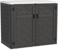 KINYING Larger Outdoor Storage Shed Weather Resistance, Resin Sheds & Outdoor Storage for Garden, Patios, Backyards, 48 Cu.Ft Tool Shed for Garbage Cans, Lawn Mower, Garden Tools,Black
