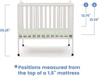 Delta Children Folding Portable Mini Baby Crib with 1.5-inch Mattress - Greenguard Gold Certified, White