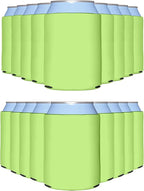 PartyPrints 1000 Pack Lime Green Blank Can Cooler Sleeves, Customizable Bulk Can Coolers, Extra-Thick Collapsible Drink Insulator Sleeve, Beer Can Coolers for Party Beverages