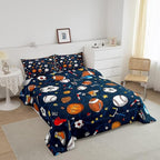 Feelyou Sports Theme Comforter Set 3D Blue Ball Bedding Set Baseball Football Basketball Comforter for Children Kids Boys Girls Microfiber Competitive Games Duvet Set Room Decor Quilt Set Twin Size