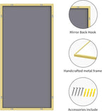 48x24In Gold Bathroom Mirror for Wall, Brushed Gold Rectangle Mirrors with Metal Frame, Bathroom Rectangular Mirror Modern Wall Mirror for Bedroom Living Room, Hangs Horizontal or Vertical