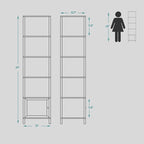 TUTOTAK 6 Tier Bookcase and Bookshelf, Narrow Book shelf with Door for Small Space, for Living Room, Office, Study, Entryway, Black BS03BK006