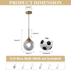 KCO Lighting 2 Pack Brass Gold Small 7.1” Smoky Glass Globe Pendant Lights | E26 Adjustable Cord for Sloped Ceilings, Mid Century Modern Gold Hanging Light Fixture for Kitchen Island Sink Dining Table