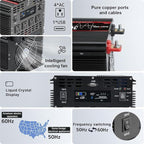 3000 Watt Pure Sine Wave Power Inverter with LCD 12V DC to 110V/120V AC Peak Power 6000W Car Power Inverter with 4 AC Outlets & 1 USB Port & Remote Control for Truck RV Car Solar System
