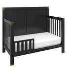 Baby Relax Miles 5-in-1 Convertible Crib, Solid Pine Wood, Black