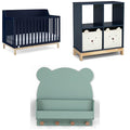 Delta Children babyGap Oxford 6-in-1 Convertible Crib + Brannan Bear Bookcase with Bins + Brannan Bear Wall Shelf with 4 Hooks, Navy/Natural (Bundle)