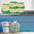 3 Gallon Flap Tie Compostable Trash Bags, 300 Count Small Compost Bags, Biodegradable Kitchen Garbage Bags, Food Scrap Waste Bags for Countertop Bin, ASTM D6400, US BPI Certified