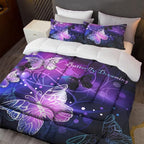 Sunnycitron Butterfly Comforter Set for Girls 3D Purple Butterfly Bedding with Comforter Full Size Girls Comforter Set Neon Butterflies Purple bed comforter full,1 Comforter + 2 Pillowcases