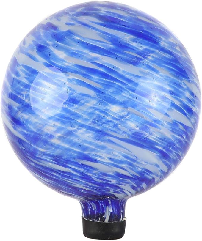 Lily's Home Glass Gazing Ball, A Colorful Addition to Any Garden or Home, Ideal As a Housewarming Gift. 10 Inch (Calming Water)