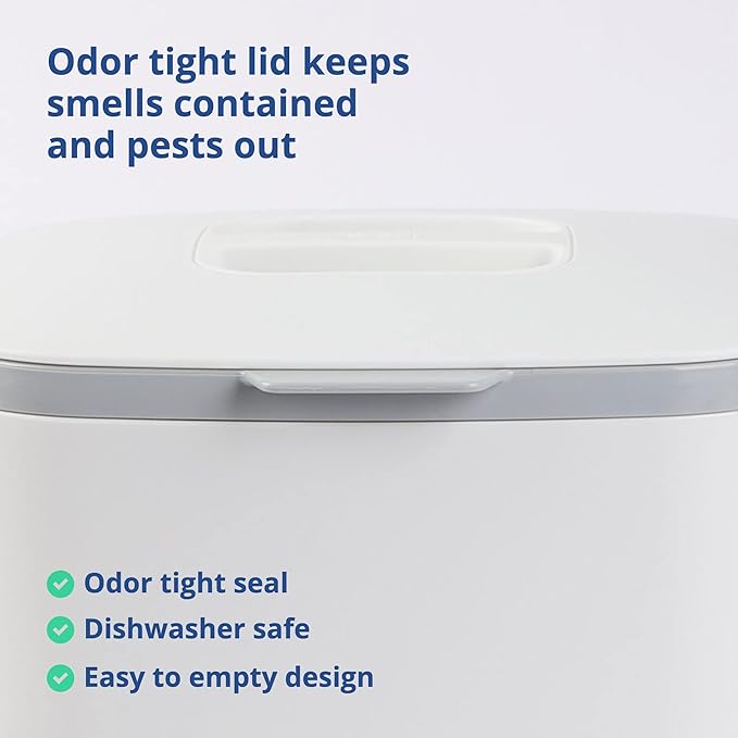 BLUE GINKGO Kitchen Compost Bin [5L / 1.32 GAL] – Filter-Free, Odor-Tight Countertop Food Waste Pail with Handles (Made in Korea, White)