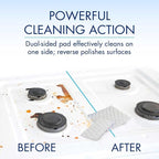 Glisten Cooktop and Kitchen Cleaning Pads for Glass, Gas Ranges, Ovens, Microwaves, and More, Dissolves Grease and Baked on Foods, Lemon Scent, 14 Large Pads or 28 Small Pads