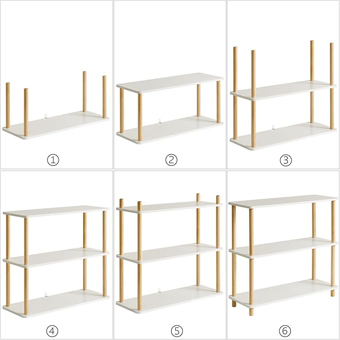IBUYKE 3-Tier Wooden Open Bookcase - Modern Freestanding Bookshelf Storage Organizer,Standing Shelf Units,Multifunctional Display Stand for Bedroom, Living Room and Home Office,White WBC003W