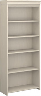Bush Furniture 5 Shelf Bookcase with 3 Adjustable Storage Shelves | Fairview Collection Tall Bookshelf for Office or Home, 30W x 12D x 69H, Antique White