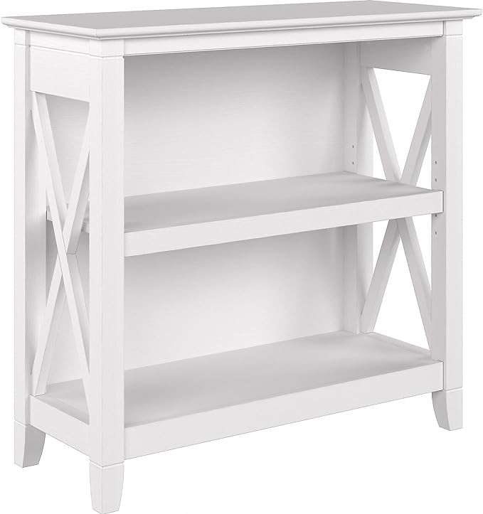 Bush Furniture Key West 2-Shelf 30-inch H Small Bookcase, Pure White Oak (KWB124WT-03)