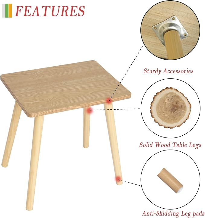 AWASEN Side Table, Small End Accent Table for Living Room Bedroom Office Small Spaces, Modern Wood Side Table Nightstand with Solid Wood, Easy Assembly, (Natural)