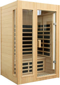 Infrared Sauna 2 Person, Low EMF Infrared Saunas for Home, Indoor Home Sauna Spa, Hemlock Wooden Sauna Room, 1500Watt, Bluetooth Speakers, Reading Lamps